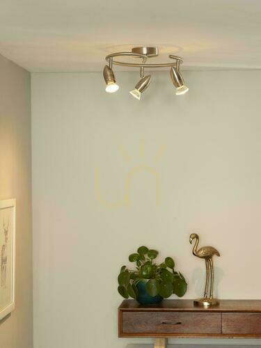 Check Lucide CARO-LED Ceiling Spotlight Satin Chrome 3xGU10 3x5W 2700K Ø31 cm 13955/14/12