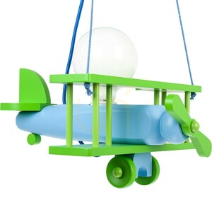 Hellux Small Aeroplane 1041014 children's pendant light, green/light blue small 2