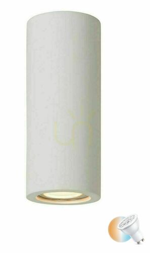 Check Lucide Gipsy White Gypsum GU10 LED Ceiling Downlight 7 cm 35100/17/31