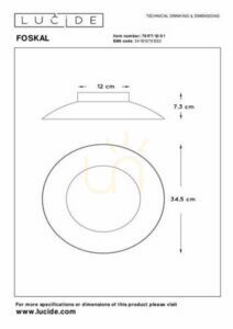 Lucide FOSKAL Plafond LED Gold 34,5 cm 12W 2700K 79177/12/01 small 3