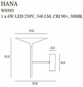 Wall Light Max Light Hana W0303 Black LED 6W 3000K small 2