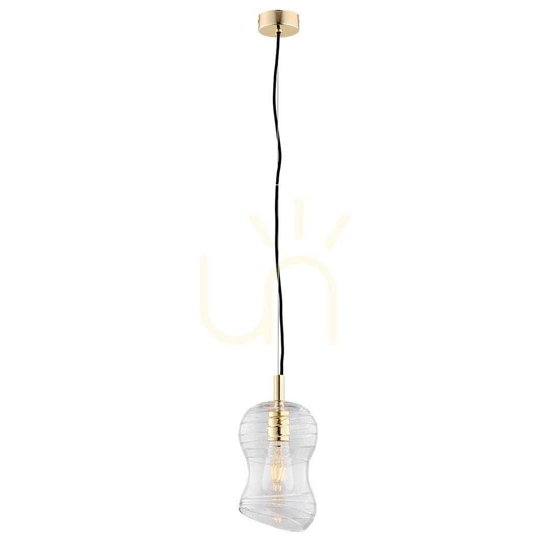 Argon Deportivo Pendant Light E27 Crystal Glass Brass 4742