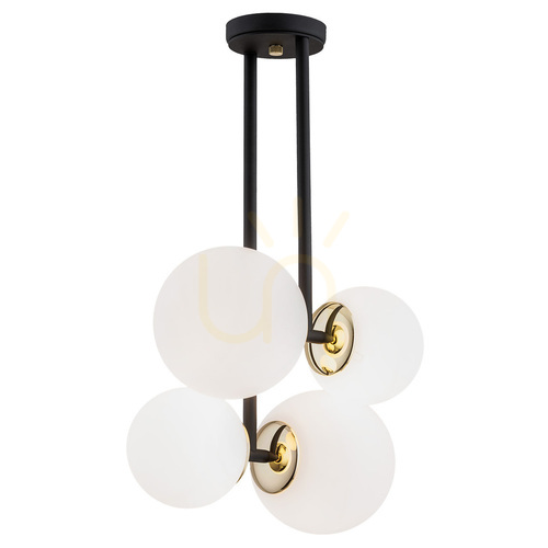 Check Argon Moritz Pendant Light Opal Matte Black Brass 4xE27 1739