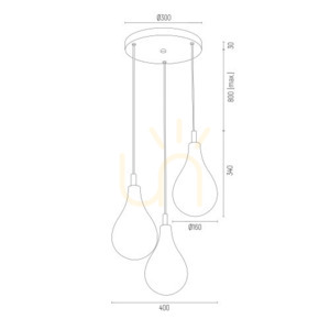 Pendant Light ARGON OAKLAND Smoke Black Glass 3xG9 6105 small 5