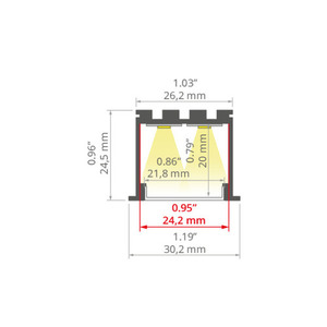 LED LOKOM aluminum profile black anodized 2m flush mount 4 LED LOKOM aluminum profile black anodized 2m flush mount small 4