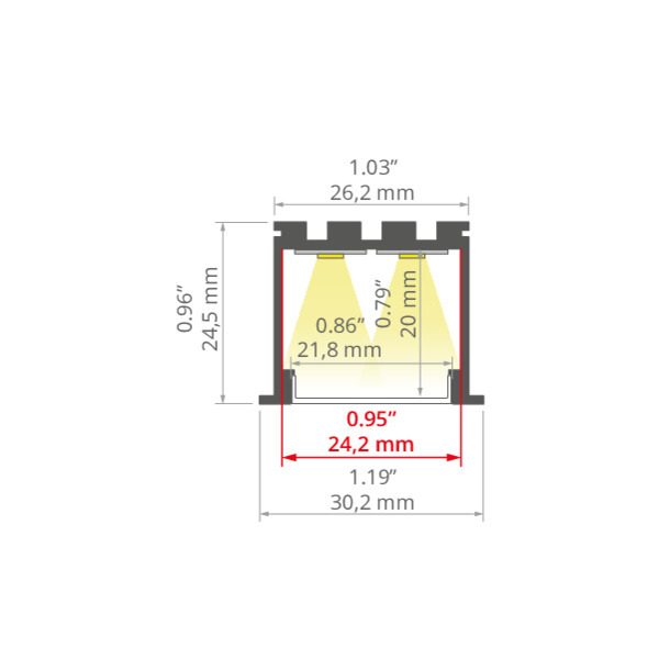 Show LED LOKOM aluminum profile black anodized 2m flush mount LED LOKOM aluminum profile black anodized 2m flush mount