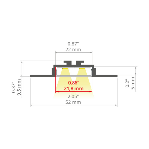 Display LED OPAC-30 aluminum profile anodized silver 2m LED OPAC-30 aluminum profile anodized silver 2m