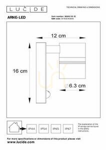 Lucide Arne-LED Outdoor Wall Lamp Stainless Steel Silver Motion Sensor IP44 14866/05/12 small 3