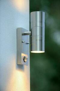 Lucide Arne-LED outdoor wall lamp stainless steel silver IP44 motion sensor GU10 small 1