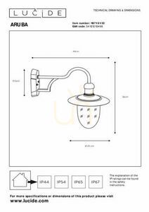 Lucide ARUBA Outdoor Wall Lamp Black Metal IP44 E27 11871/01/30 small 3