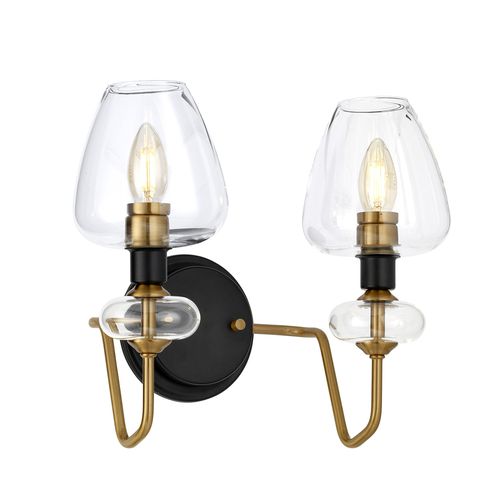 Check Armand 2 Light Wall Light - Aged Brass Elstead