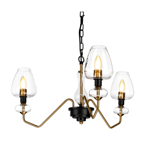 Check Armand 3 Light Pendant - Aged Brass Elstead