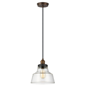 Baskin 1 Light Pendant - Aged Brass/Dark Weathered Zinc Elstead small 0