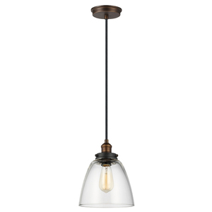 Baskin 1 Light Pendant - Aged Brass/Dark Weathered Zinc Elstead small 0