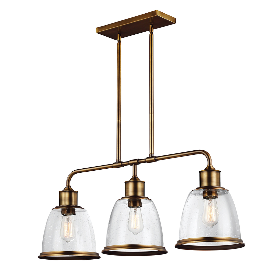 Hobson 3 Light Island Chandelier Aged Brass Elstead