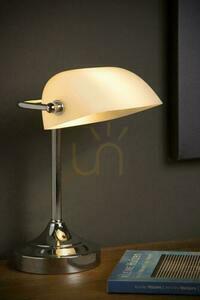 Lucide BANKER desk lamp, chrome with white opal glass shade, E14, 17504/01/11 small 2
