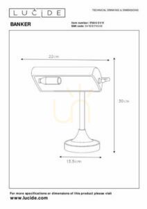 Lucide BANKER desk lamp, chrome with white opal glass shade, E14, 17504/01/11 small 4