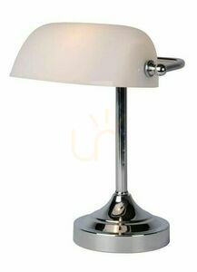 Lucide BANKER desk lamp, chrome with white opal glass shade, E14, 17504/01/11 small 0