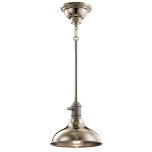Cobson 1 Light Mini Pendant Lamp - polished nickel Elstead small 0