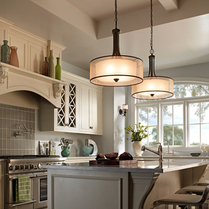 Lacey 4 Light Pendant Lamp - Mission Bronze Elstead. small 1