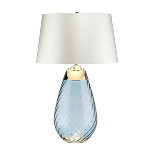 Lena 2 Light Large Blue Table Lamp with Off-white Shade Elstead small 1