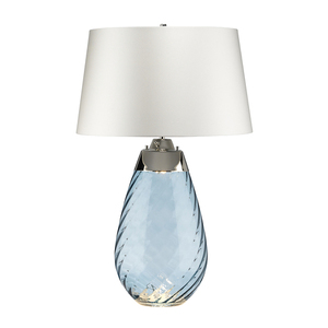 Lena 2 Light Large Blue Table Lamp with Off-white Shade Elstead small 0