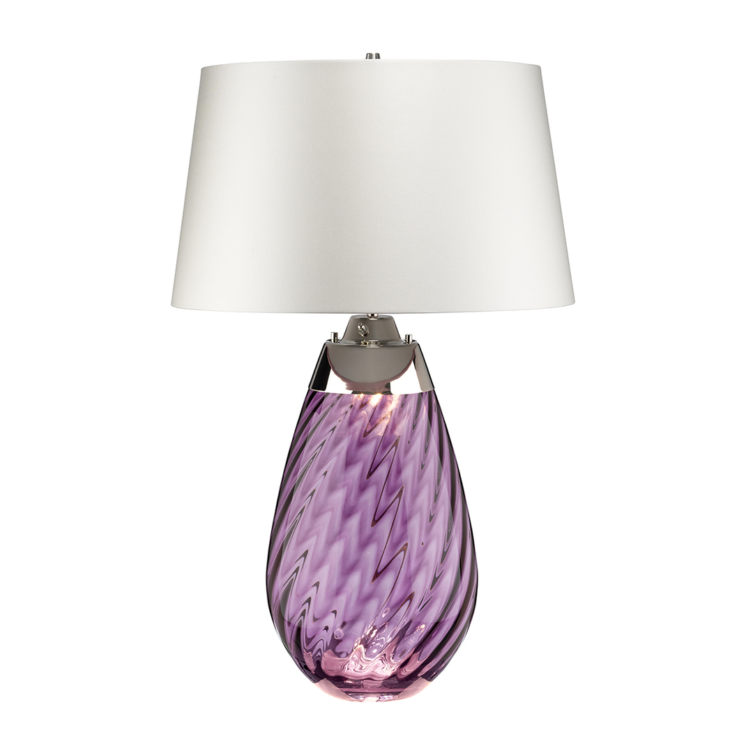 Lena 2 Light Large Plum Table Lamp with Off-white Shade Elstead