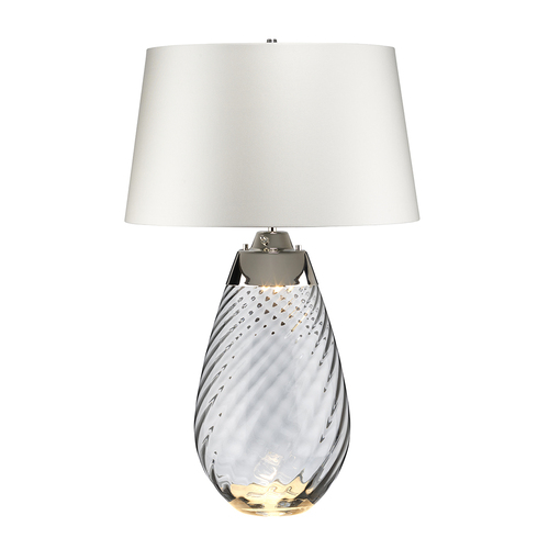 Check Lena 2 Light Large Smoke Table Lamp with Off-white Shade Elstead