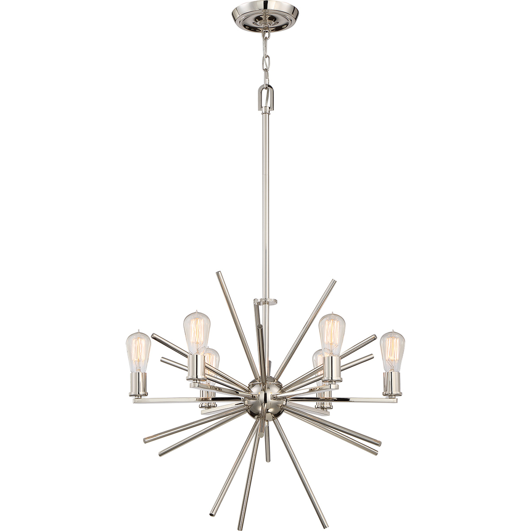 Uptown Carnegie Kronleuchter mit 6 Leuchten – Imperial Silver Elstead