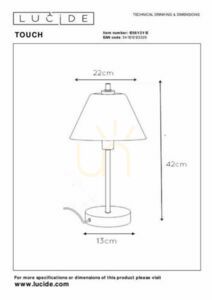 Lucide TOUCH Silver Glass Table Lamp 12561/21/12 small 3