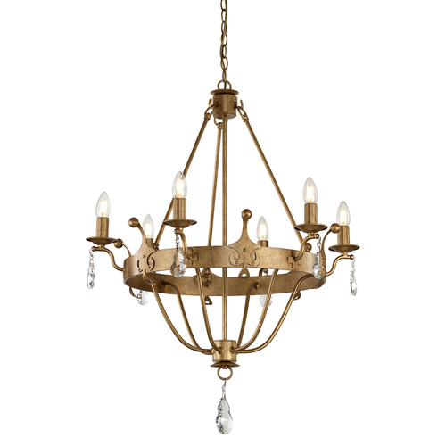 Check Windsor 6 Light Chandelier - Gold Patina Elstead