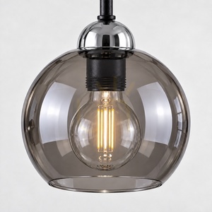 Keter Lighting COSMO 1252 chandelier, 6×E27, black/chrome, smoked glass small 1