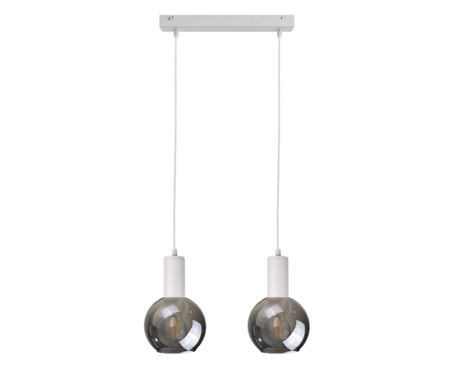 Check Keter Lighting SUPRA WHITE pendant light 2xE27, white with smoked glass, 50 cm