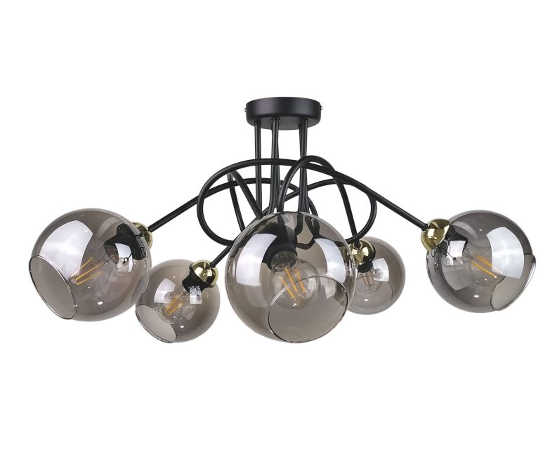 Ceiling lamp 5xE27 RING BLACK / GOLD
