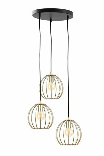 Check Hanging lamp 3xE27 GLOBE BLACK / GOLD