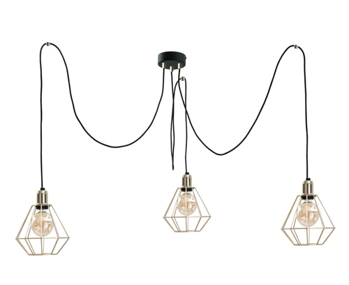 Check COMO GOLD 3xE27 spider pendant light, 40–180 cm drops, gold and black