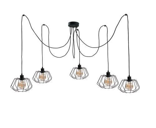 Check Keter Lighting Luna Black pendant light, black, 5 × E27