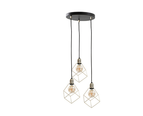 Check Keter Lighting TAHO GOLD 593 pendant light, 3×E27, gold and black