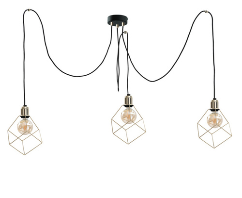Check Keter Lighting TAHO GOLD 594 pendant light, gold/black, 3×E27