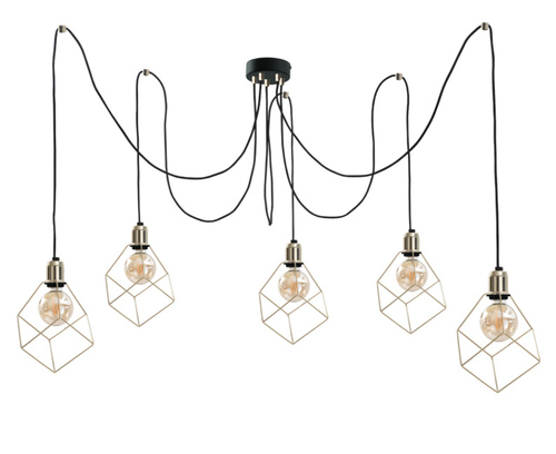 Check Keter Lighting Taho Gold 595 black and gold 5-light E27 pendant lamp