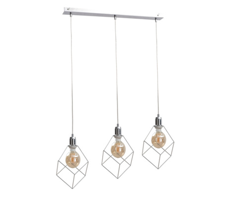 Check Keter Lighting Ruben Silver 3×E27 chrome pendant light 60 cm