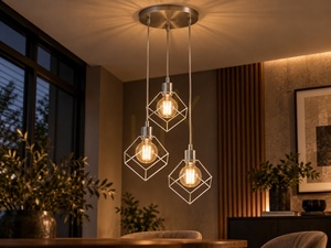 Keter Lighting RUBEN SILVER 775 Pendant Light, Chrome, 3×E27 small 2