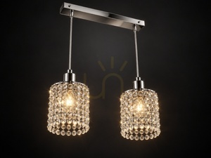 DIAMENT 2xE27 pendant light, chrome with crystals small 1