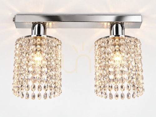 Check Keter Lighting Diament 539 chrome ceiling light, K9 crystal, 2×E27, 50 cm