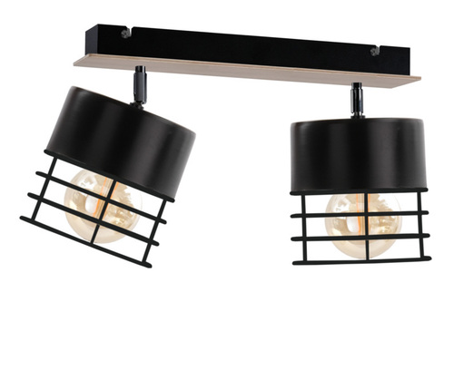 Check 2-Light E27 Ceiling Spotlight Keter Lighting CASA Black/Wood 796