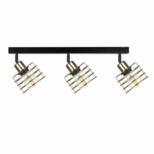 Check VIVA GOLD 3xE27 Ceiling Spotlight Bar Black/Gold Keter Lighting