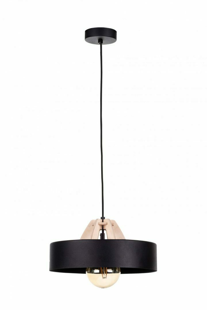 Hanging lamp 1xE27 BOSSI WOOD NATURAL / BLACK