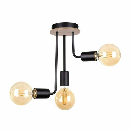 Check Ceiling lamp 3xE27 MEGAN WOOD BLACK