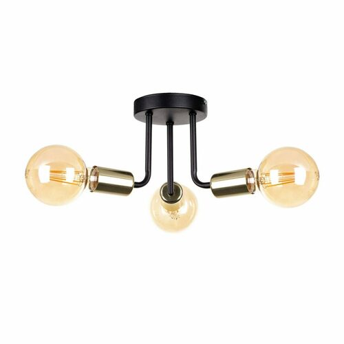 Check Keter Lighting LUNA 1189 semi-flush ceiling light, black and gold, 3×E27
