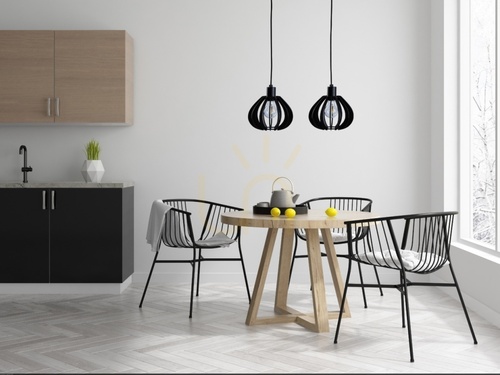 Check Hanging lamp 2xE27 NICOLETA BLACK AND NATURAL 814